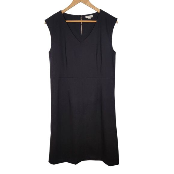 Garnet Hill Essential Black Shift Dress Sleeveless Short Classic Minimalist 8 - Picture 3 of 16